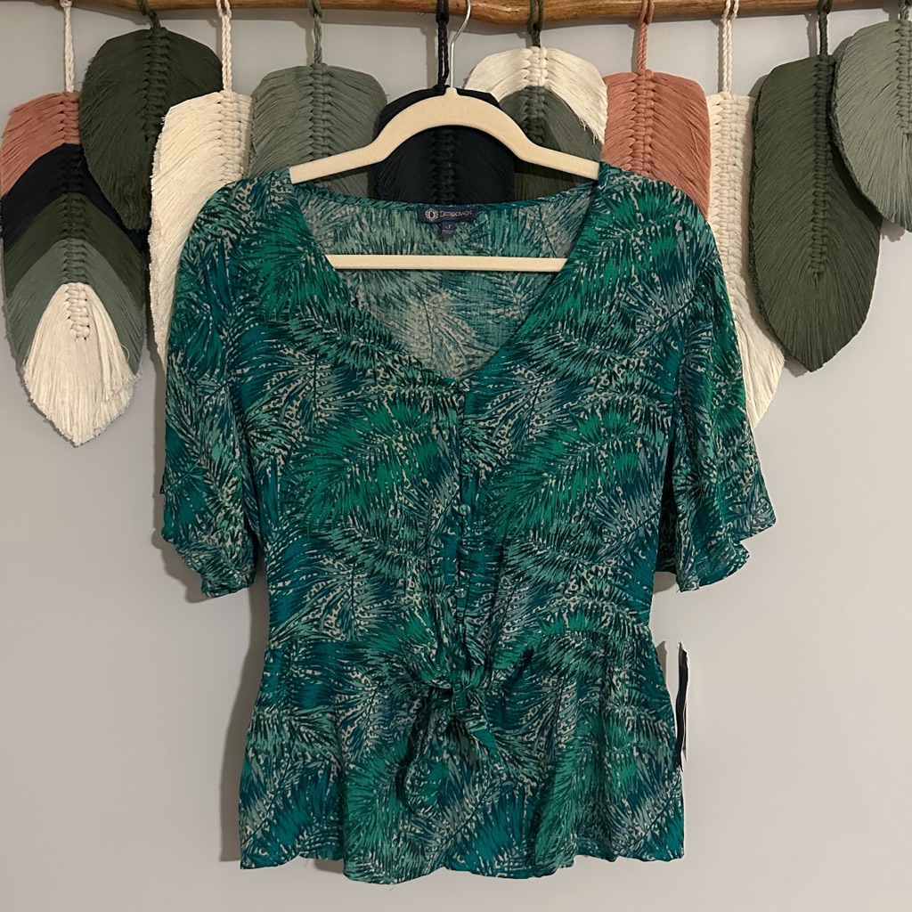 Democracy Bohemian Blouse Teal Size Small Nwt